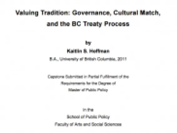 Valuing Tradition_Governance Cultural Match and the BC Treaty Process