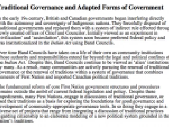 Traditional Governance and Adapted Forms of Government