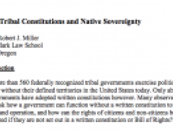 Tribal Constitutions and Native Sovereignty