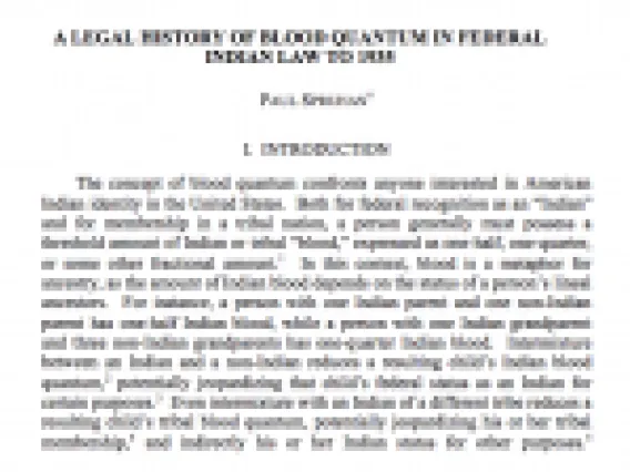 A Legal History of Blood Quantum in Federal Indian Law to 1935